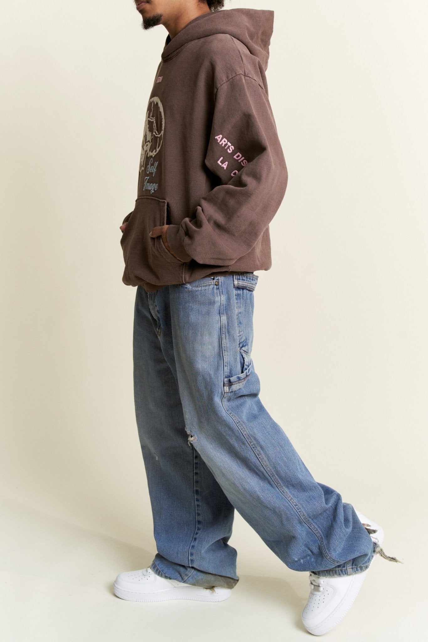 Self Image Hoodie on male model - Side View