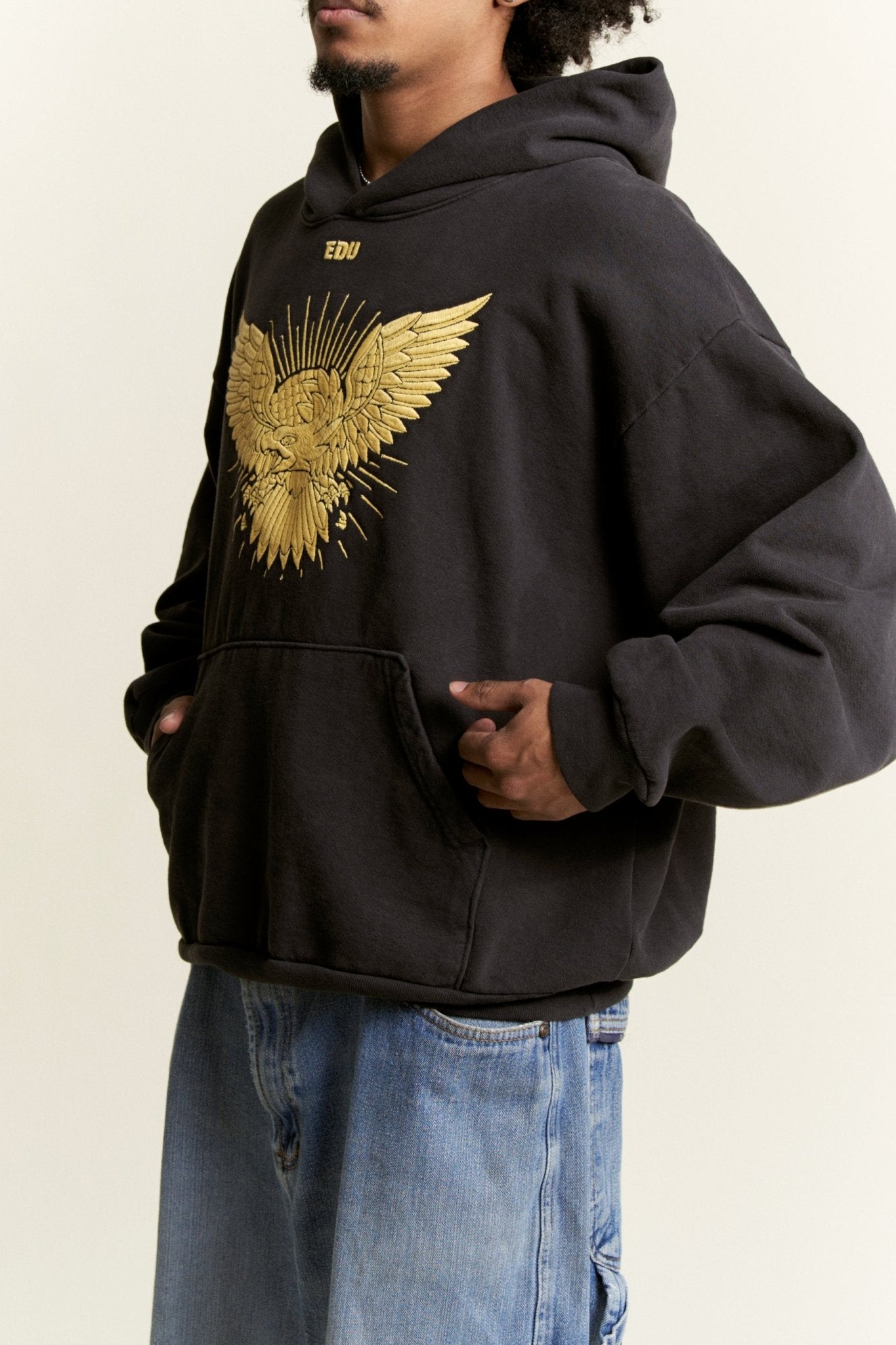 Golden Eagle Age USA Hoodie on male model - Side View