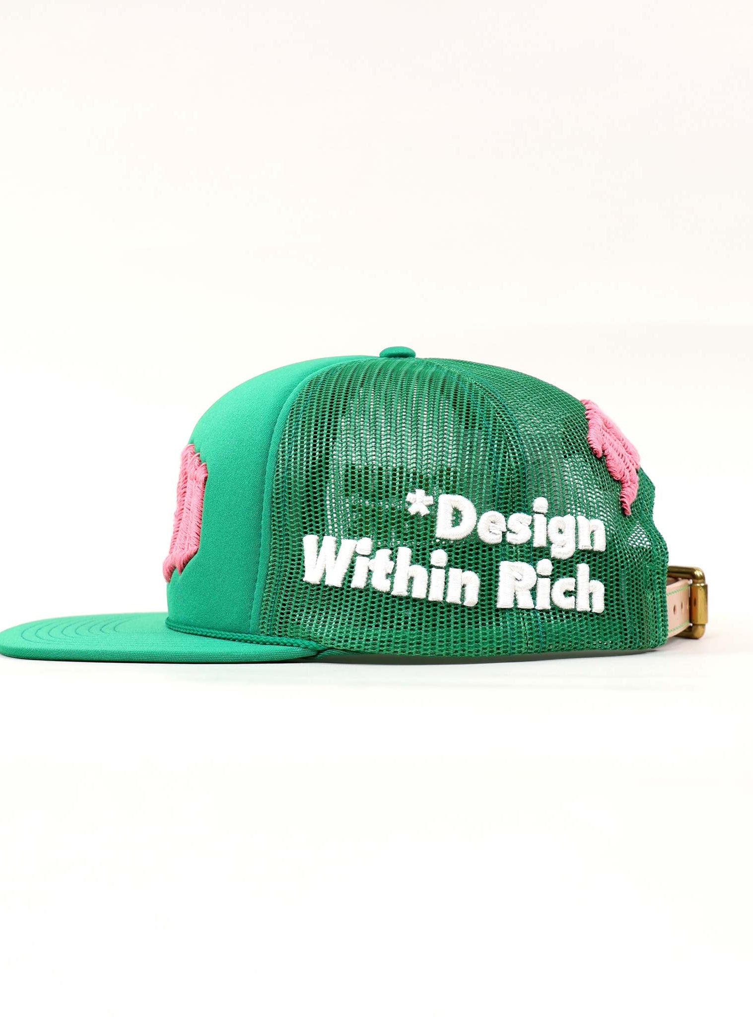 Green mesh cap with "Design Within Rich" text.