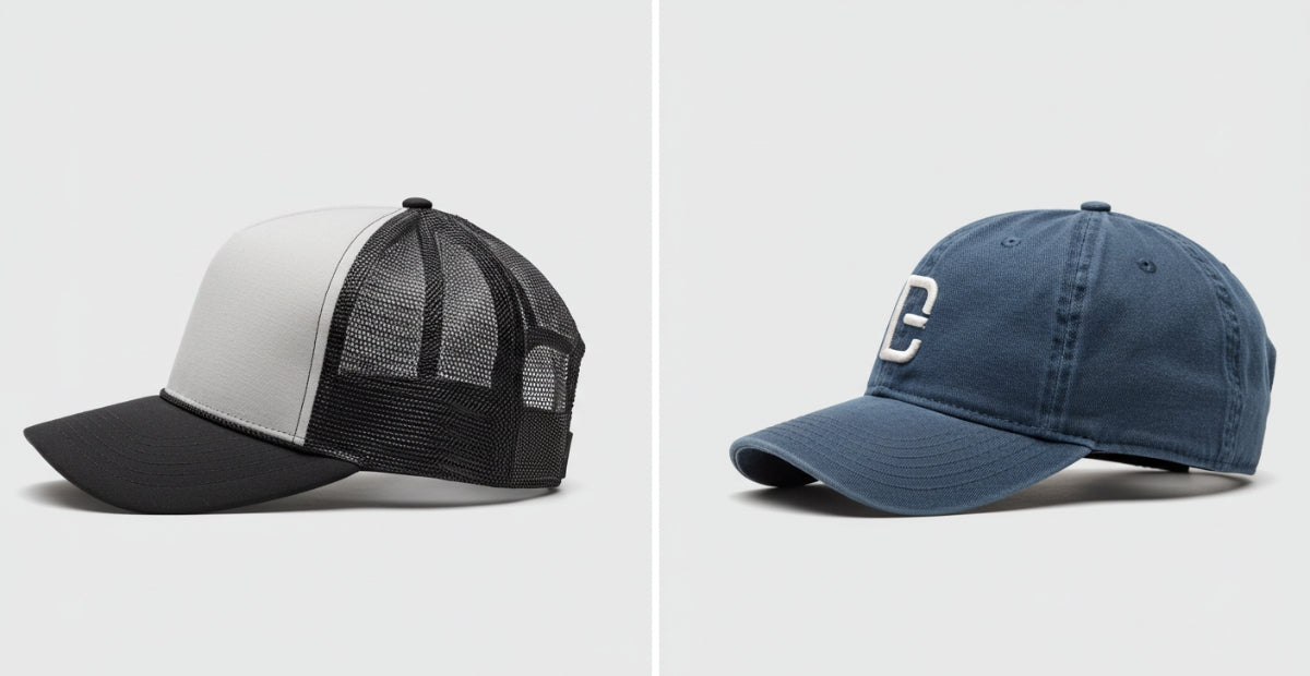 Trucker hat vs baseball cap comparison by Edu-Artsdistrict