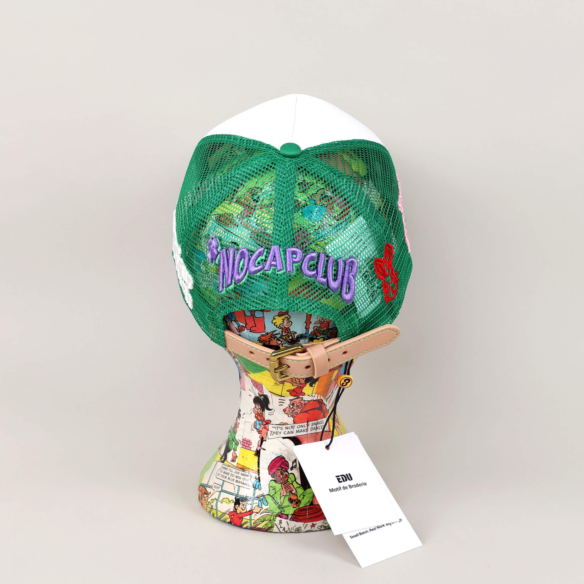 Broken Green Trucker Hat on Mannequin - Back View