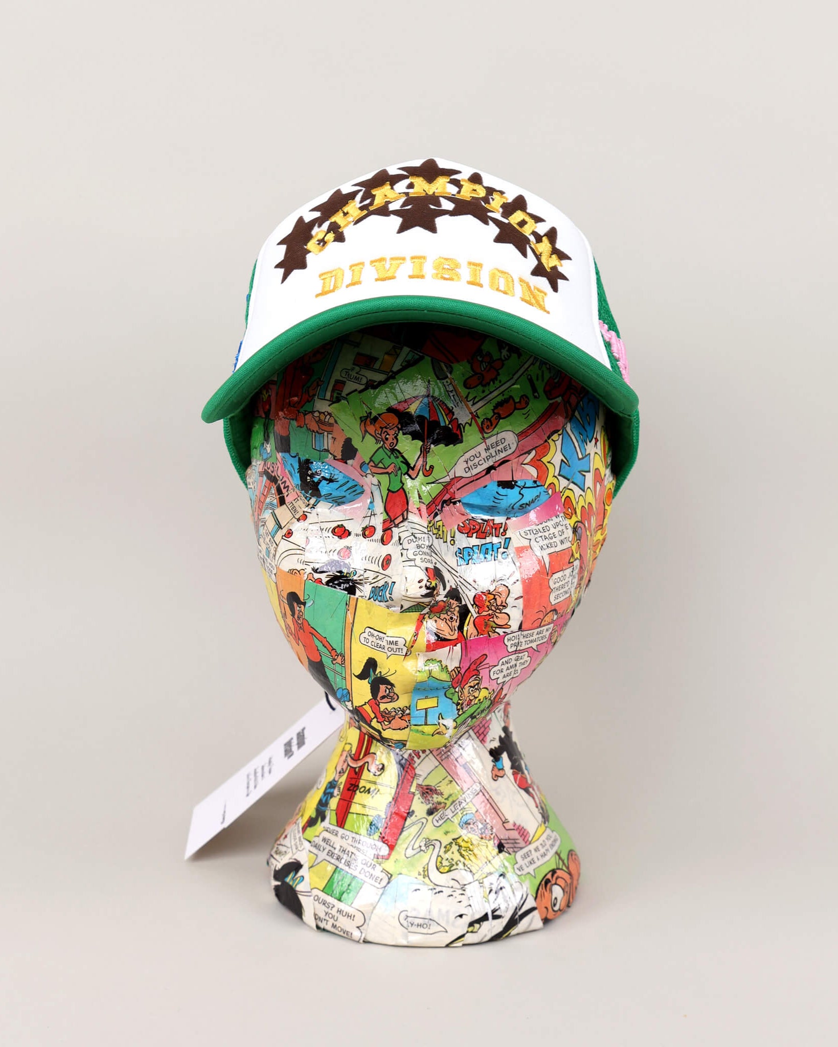  Fall 7 Rise 8 Green/White Trucker Hat on Mannequin - Front View