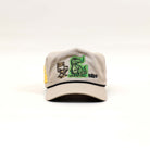 Gray cap with green crocodile and director's chair.